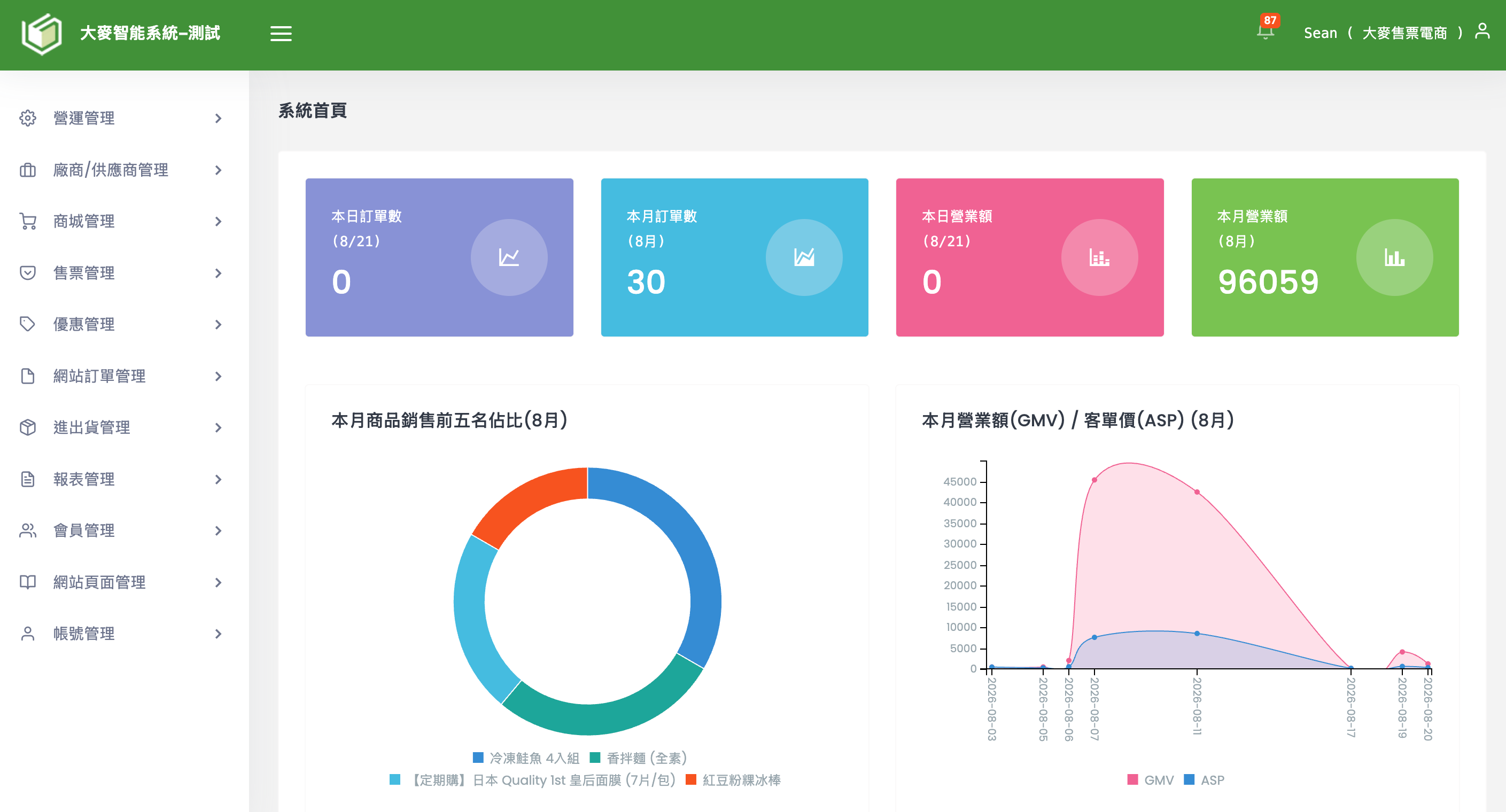 售票報名電商系統介面
